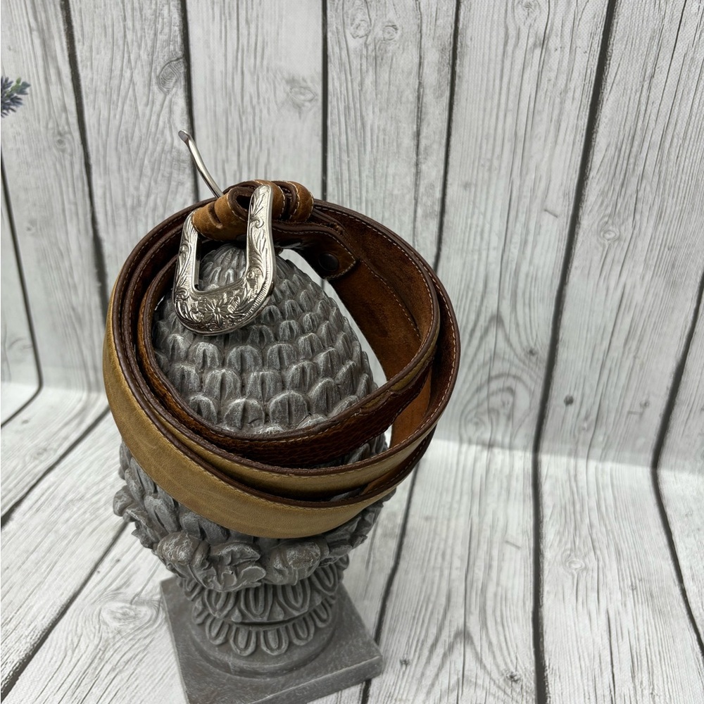 Justin Boots Brown and Tan Leather Belt Accessory